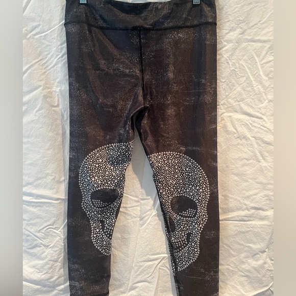 Evolution & Creation Skull Print Stretch Leggings Gray Womens Size L - Picture 2 of 3